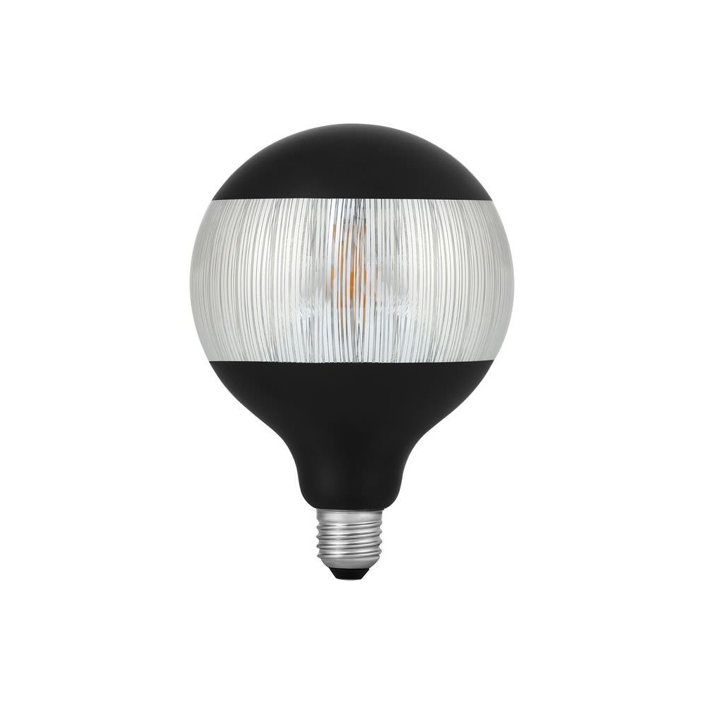 E27 4w Dæmpbar Led Pære   G125, Laser Stripe, Sort Sølv, 2500k, 120lm   Dæmpbar : Dæmpbar, Kulør : Ekstra Varm fra Spl