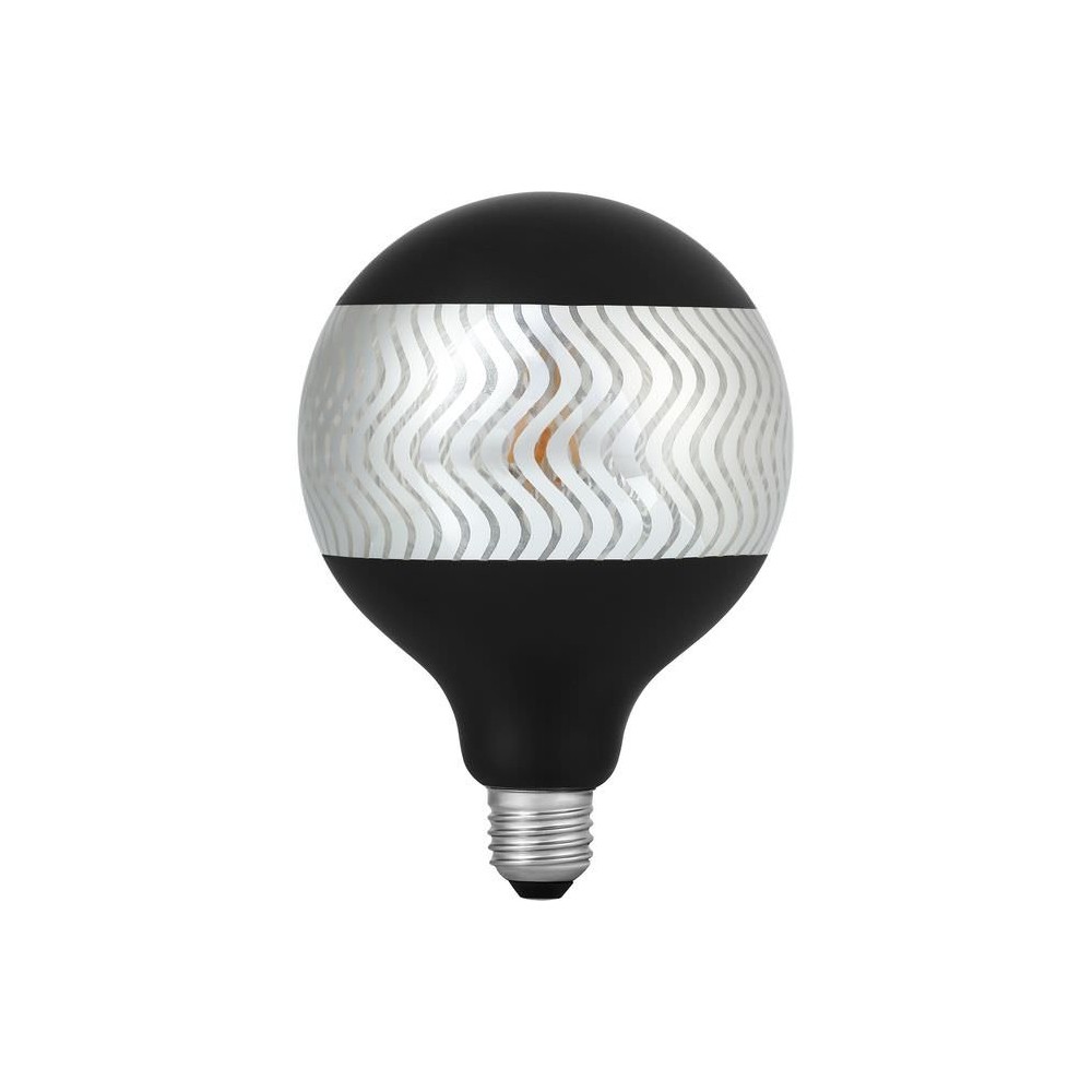 E27 4w Dæmpbar Led Globepære G125, Laser Ripple, Black Silver, 2500k Dæmpbar : Dæmpbar, Kulør : Ekstra Varm fra Spl