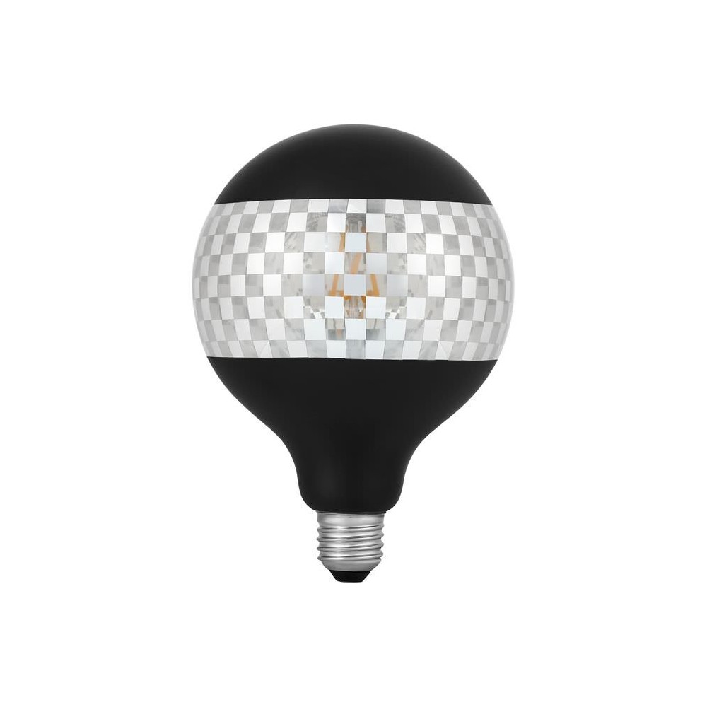 E27 4w Dæmpbar Led Globepære G125, Laser Blox, 120lm, 2500k, Sort Sølv Dæmpbar : Dæmpbar, Kulør : Ekstra Varm fra Spl