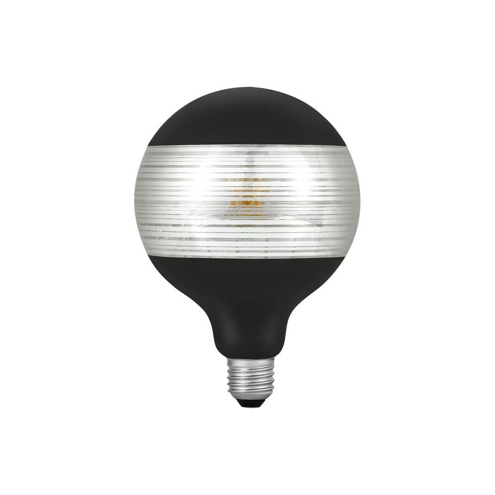 E27 4w Dæmpbar Led Globepære G125, Laser Line, Sort Sølv, 2500k, 120lm Dæmpbar : Dæmpbar, Kulør : Ekstra Varm fra Spl
