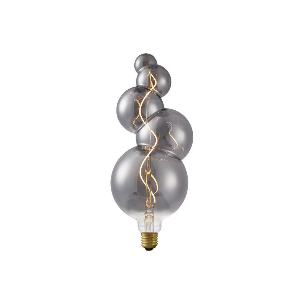 E27 4w X Flex Bubble 5 Led Pære 100lm, 2200k, Dæmpbar, Røgfarvet Glas, Filament Dæmpbar : Dæmpbar, Kulør : Ekstra Varm fra Spl