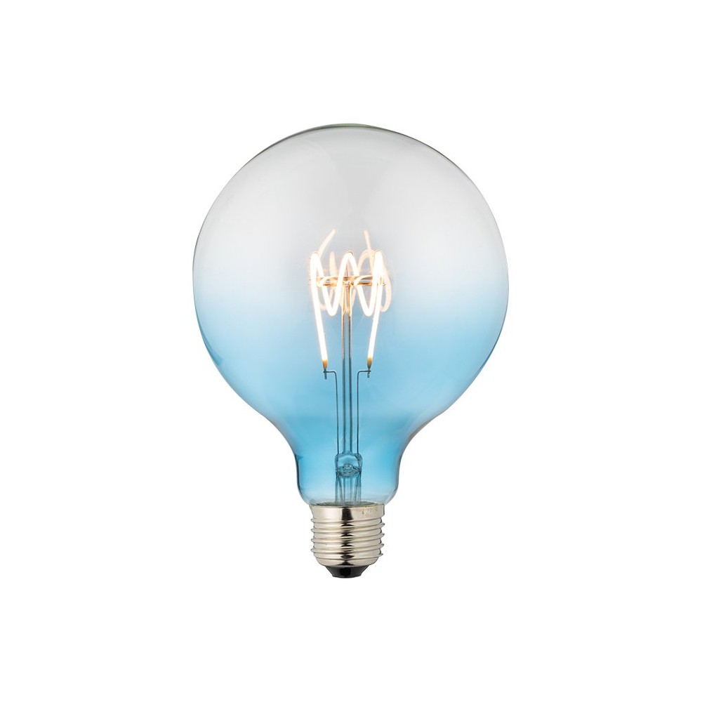 E27 4w Dæmpbar Led Pære   G125, Flex Filament, Blå, 140lm   Dæmpbar : Dæmpbar fra Spl