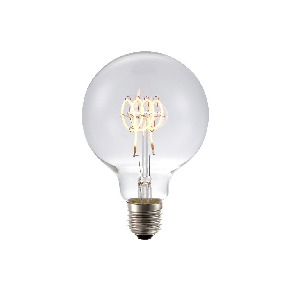 E27 4,5w Dæmpbar Led Pære G95, Filament Flex, 2200k, 190lm, Klar Glas Dæmpbar : Dæmpbar, Kulør : Ekstra Varm fra Spl