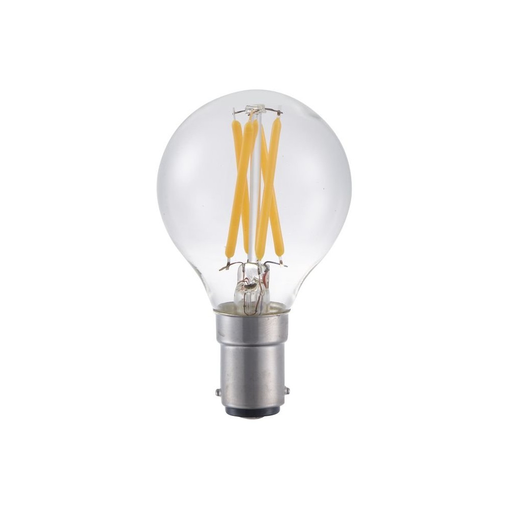 Ba15d 4w Dæmpbar Led Kronepære   G45, Filament, Klart Glas, 2700k   Dæmpbar : Dæmpbar, Kulør : Varm fra Spl