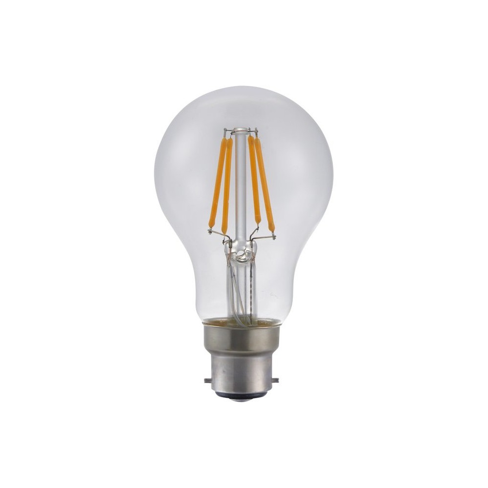 Ba22d 4w Dæmpbar Led Pære   A60, Filament, 320lm, 2500k, Klart Glas   Dæmpbar : Dæmpbar, Kulør : Ekstra Varm fra Spl