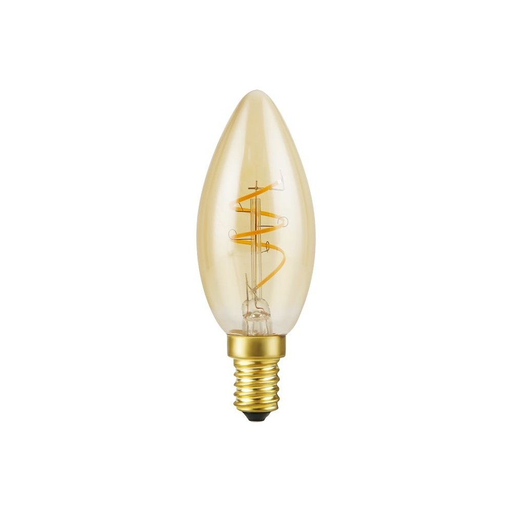 E14 2,9w Slim Flex Dæmpbar Led Kronepære   C35, 250lm, 2200k, Guld Glas, Filament   Dæmpbar : Dæmpbar, Kulør : Ekstra Varm fra Spl