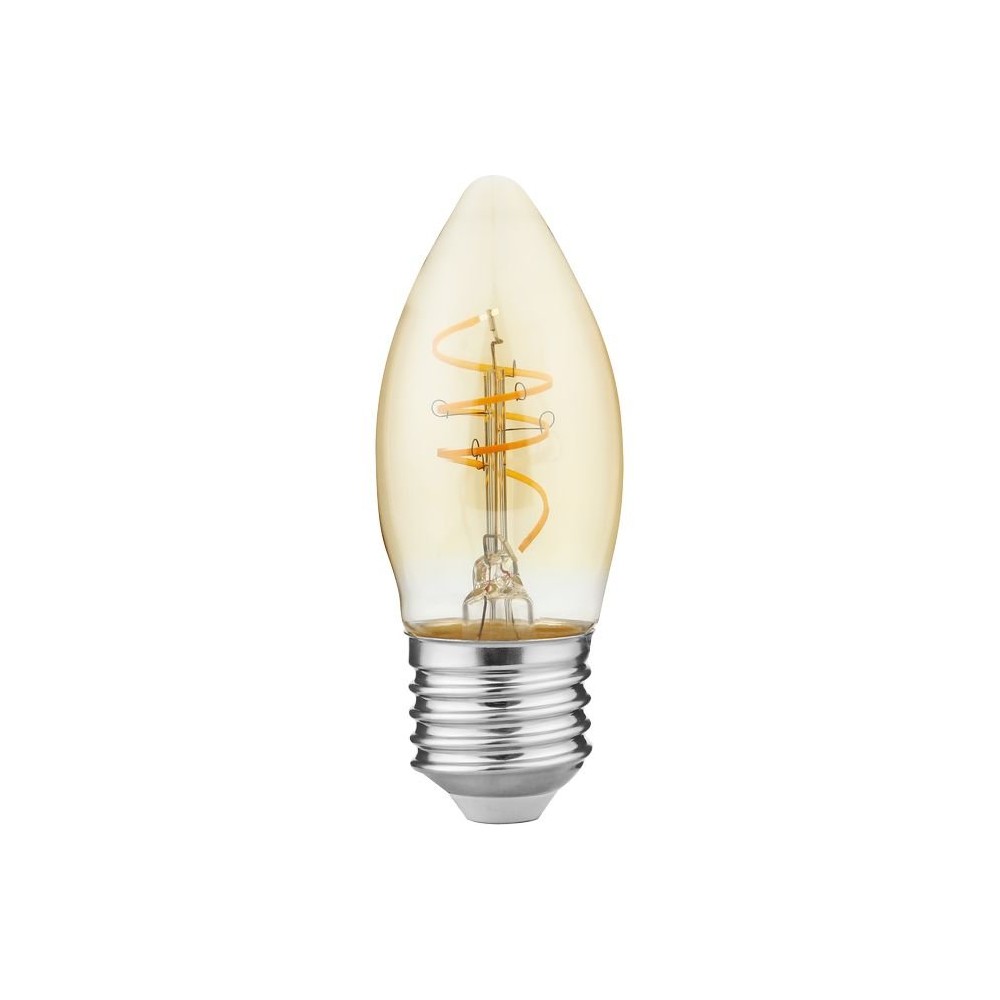 E27 4,2w Dæmpbar Slim Flex Led Kronepære C35, 470lm, Gyldent Glas, 2200k Dæmpbar : Dæmpbar, Kulør : Ekstra Varm fra Spl