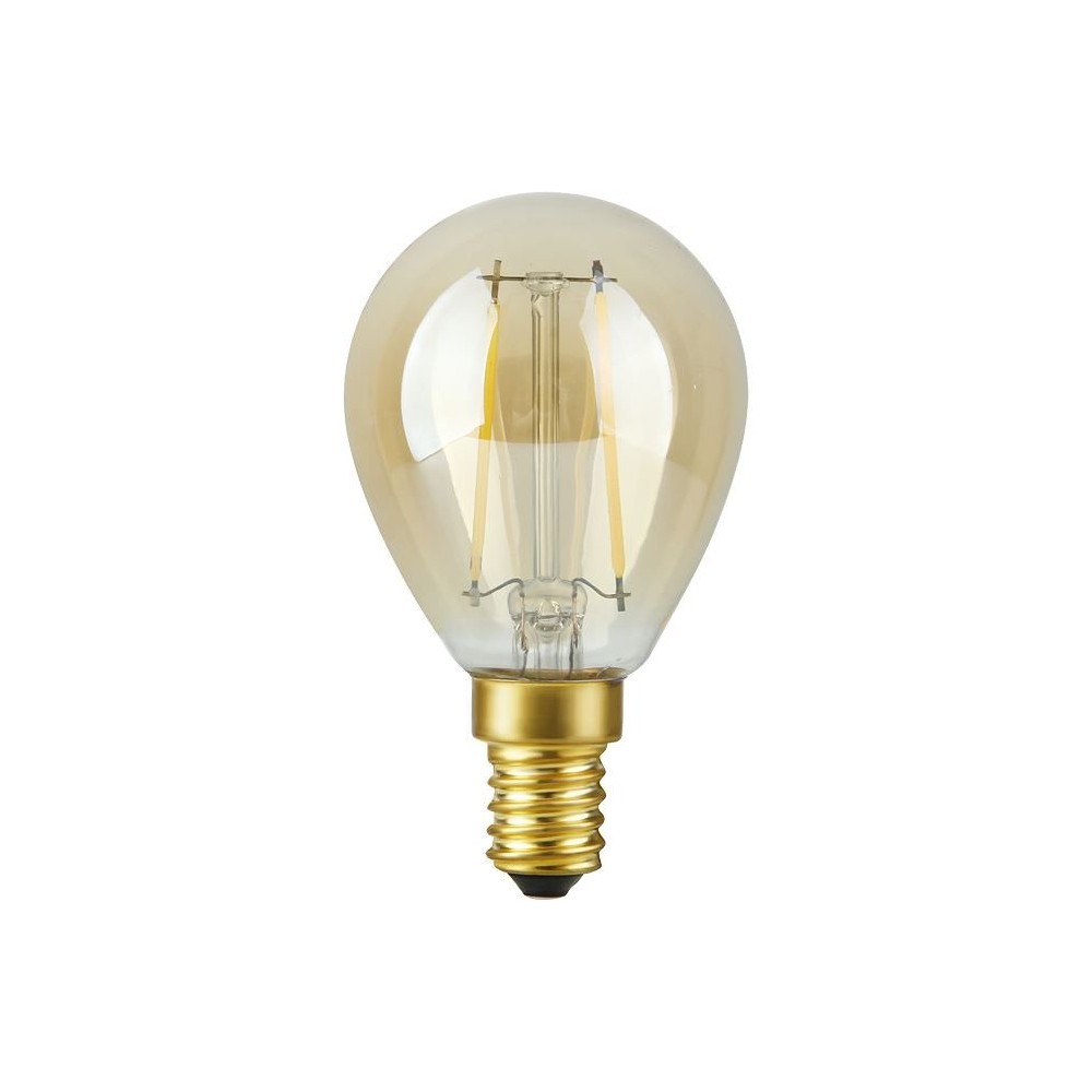 E14 2,9w Dæmpbar Led Kronepære G45, Filament, 2200k, Guld Glas, 250lm Dæmpbar : Dæmpbar, Kulør : Ekstra Varm fra Spl