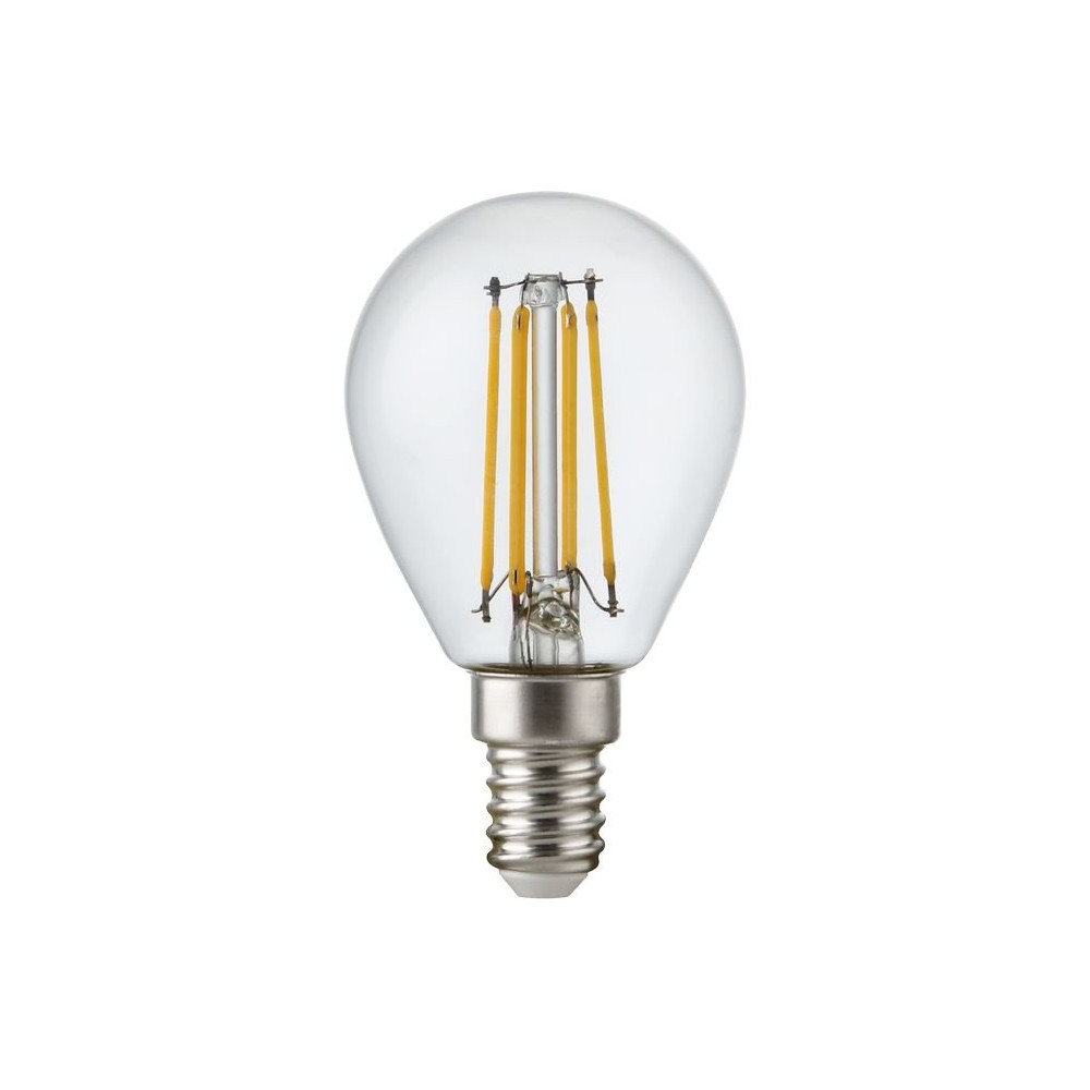 E14 4,7w Dæmpbar Led Kronepære   G45, Filament, Klar Glas, 2700k   Dæmpbar : Dæmpbar, Kulør : Varm fra Spl