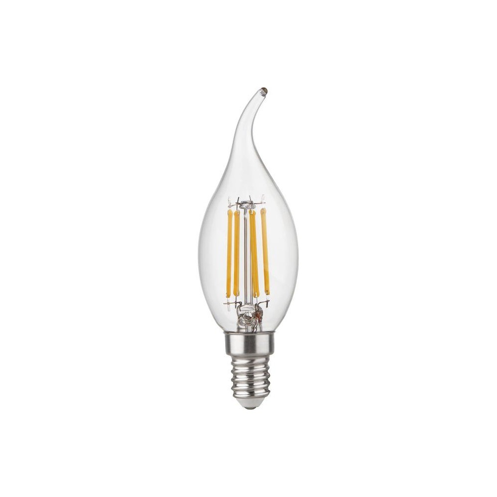 E14 4,7w Dæmpbar Led Kronepære Med Tip   C35, Filament, Klar Glas, 2700k   Dæmpbar : Dæmpbar, Kulør : Varm fra Spl