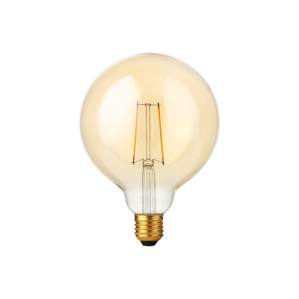 E27 2,9w Dæmpbar Led Filament Pære   G125, 250lm, 2200k, Gold Finish   Dæmpbar : Dæmpbar, Kulør : Ekstra Varm fra Spl