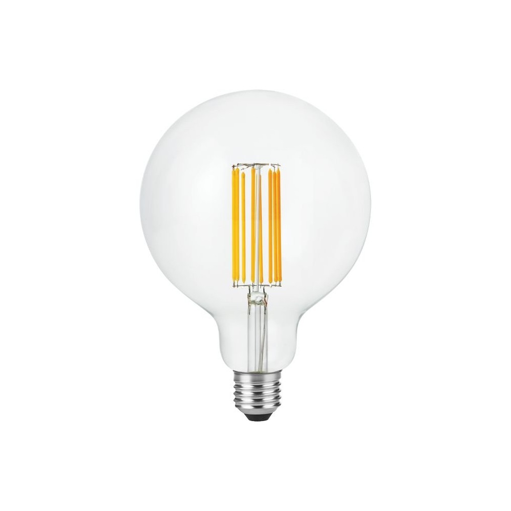 E27 7w Dæmpbar Led Globepære G125, Filament, 2200k, 600lm, Klart Glas Dæmpbar : Dæmpbar, Kulør : Ekstra Varm fra Spl