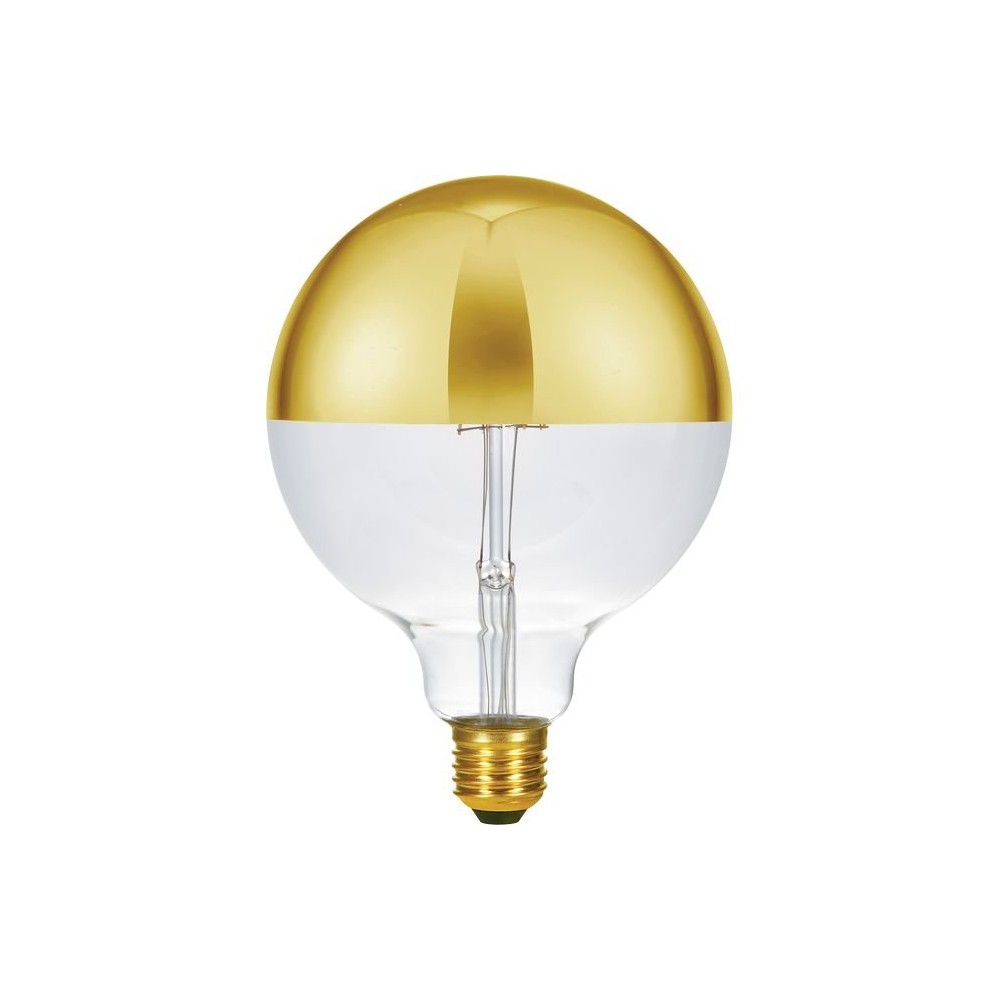 E27 6,5w Dæmpbar Led Kronepære G125, Topforspejlet Guld, Filament, 2500k Dæmpbar : Dæmpbar, Kulør : Ekstra Varm fra Spl