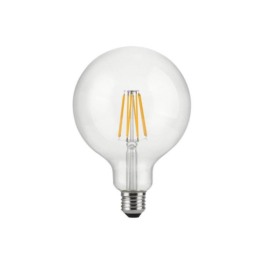 E27 12w Dæmpbar Led Globepære   G125, Filament, 1250lm, 2500k, Klart Glas   Dæmpbar : Dæmpbar, Kulør : Ekstra Varm fra Spl