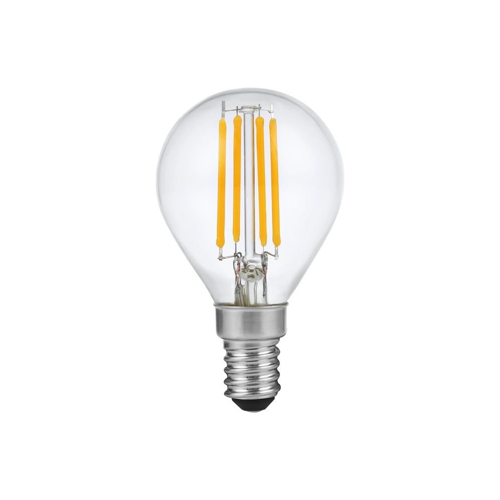E14 4w Dæmpbar Led Kronepære   G45, Filament, 2200k, Klar Glas   Dæmpbar : Dæmpbar, Kulør : Ekstra Varm fra Spl
