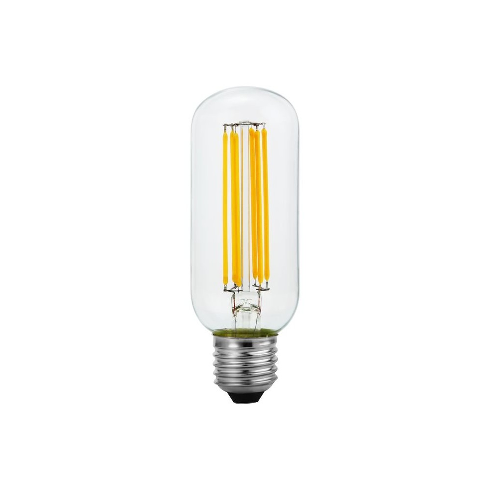 E27 6,5w Dæmpbar Led Filament Rørpære   13cm, 2500k, Klart Glas, 600lm   Dæmpbar : Dæmpbar, Kulør : Ekstra Varm fra Spl