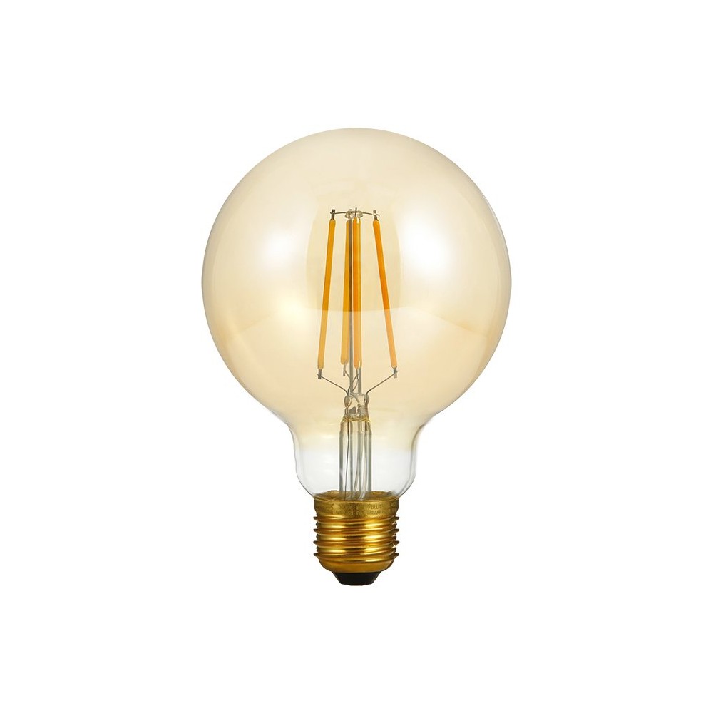 E27 4w Dæmpbar Led Globepære G95, Filament, 2200k, Gyldent Glas, 350lm Dæmpbar : Dæmpbar, Kulør : Ekstra Varm fra Spl