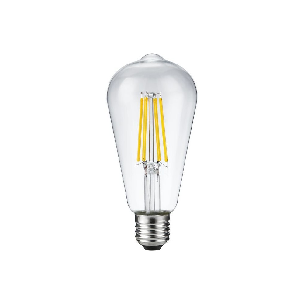 E27 8w Dæmpbar Led Rustika Pære   St64, Filament, 2500k, Klart Glas, 650lm   Dæmpbar : Dæmpbar, Kulør : Ekstra Varm fra Spl