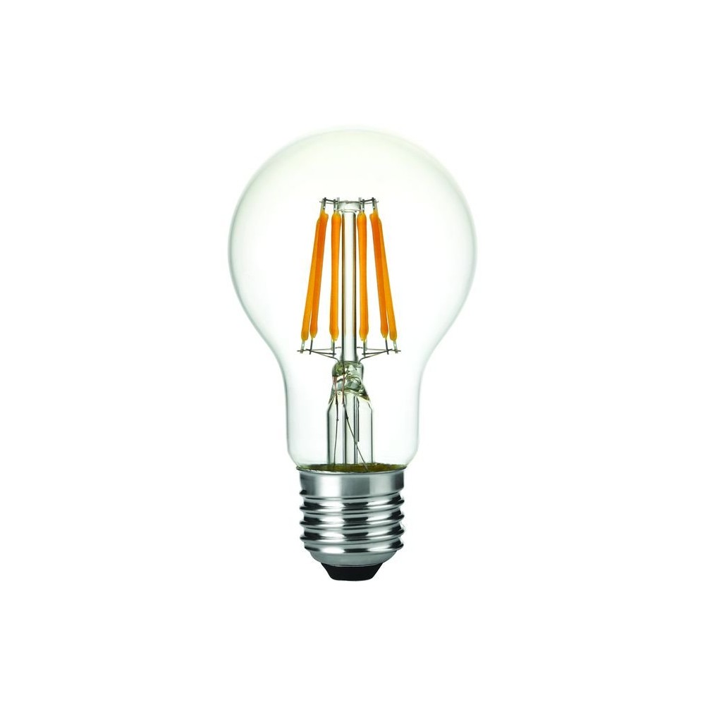 E27 6,5w Dæmpbar Led Pære Filament, A60, 630lm, 2500k, Klart Glas Dæmpbar : Dæmpbar, Kulør : Ekstra Varm fra Spl