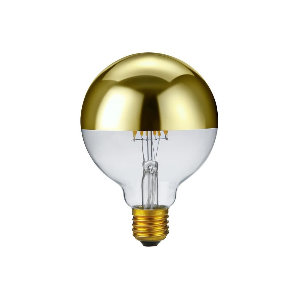 E27 6,5w Dæmpbar Led Kronepære G95, Topforspejlet Guld, Filament, 2500k, 470lm Dæmpbar : Dæmpbar, Kulør : Ekstra Varm fra Spl
