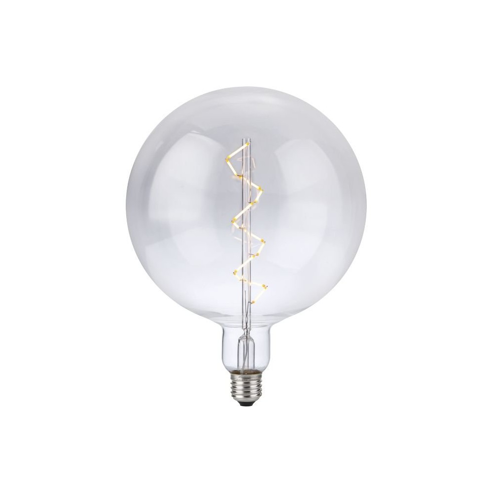 E27 6w X Globe Led Pære   G200, Spiral Filament, 580lm, Dæmpbar, Klar Glas   Dæmpbar : Dæmpbar, Kulør : Ekstra Varm fra Spl