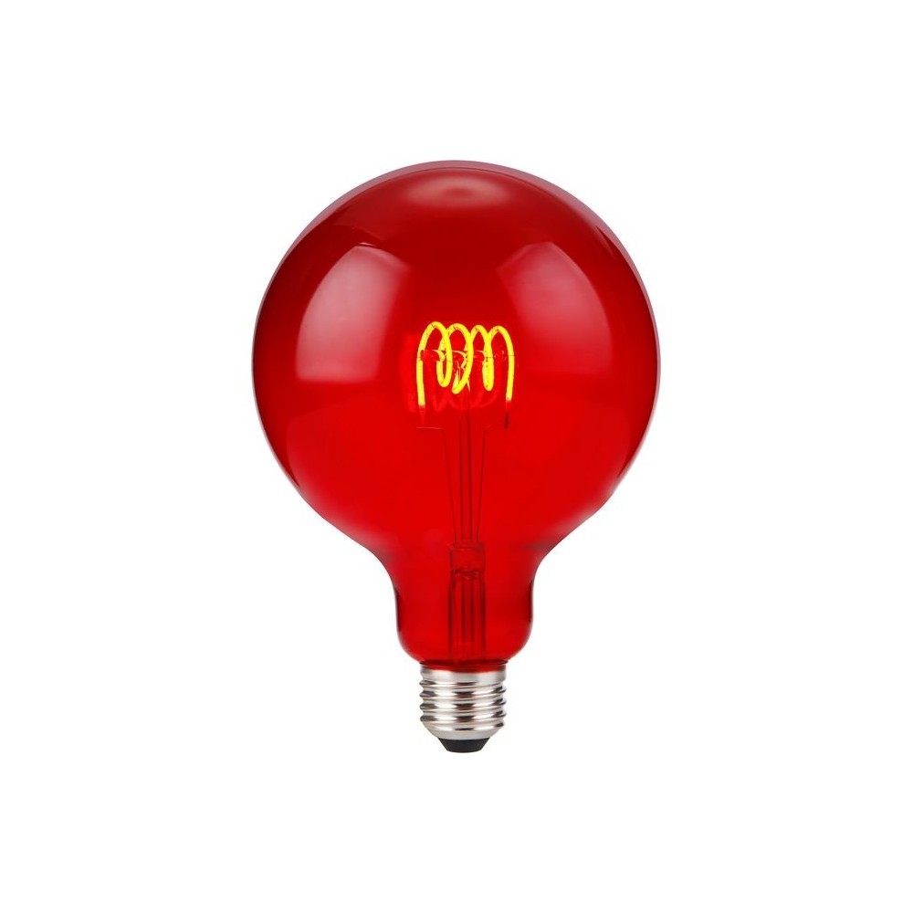 E27 4w Dæmpbar Led Filament Pære G125, Flex Globe, Rød, 60lm Dæmpbar : Dæmpbar fra Spl