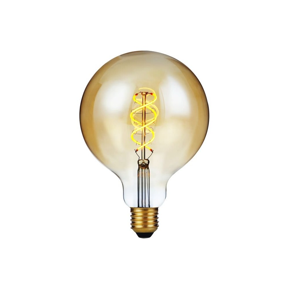 E27 5w Dæmpbar Led Filamentpære G125, Double Helix, 300lm, 2000k, Guld Glas Dæmpbar : Dæmpbar, Kulør : Ekstra Varm fra Spl