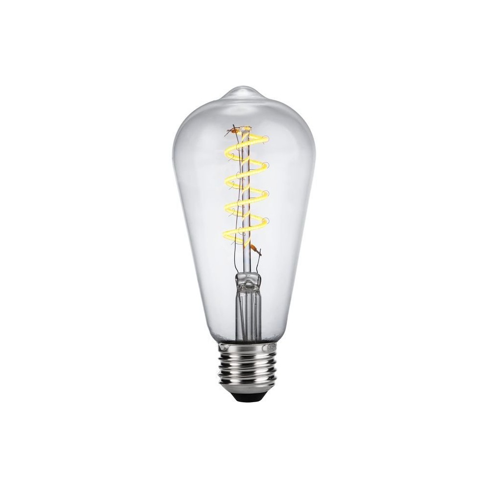 E27 4w Dæmpbar Led Rustika Pære St64, Flex Filament, 2200k, Klar Glas Dæmpbar : Dæmpbar, Kulør : Ekstra Varm fra Spl