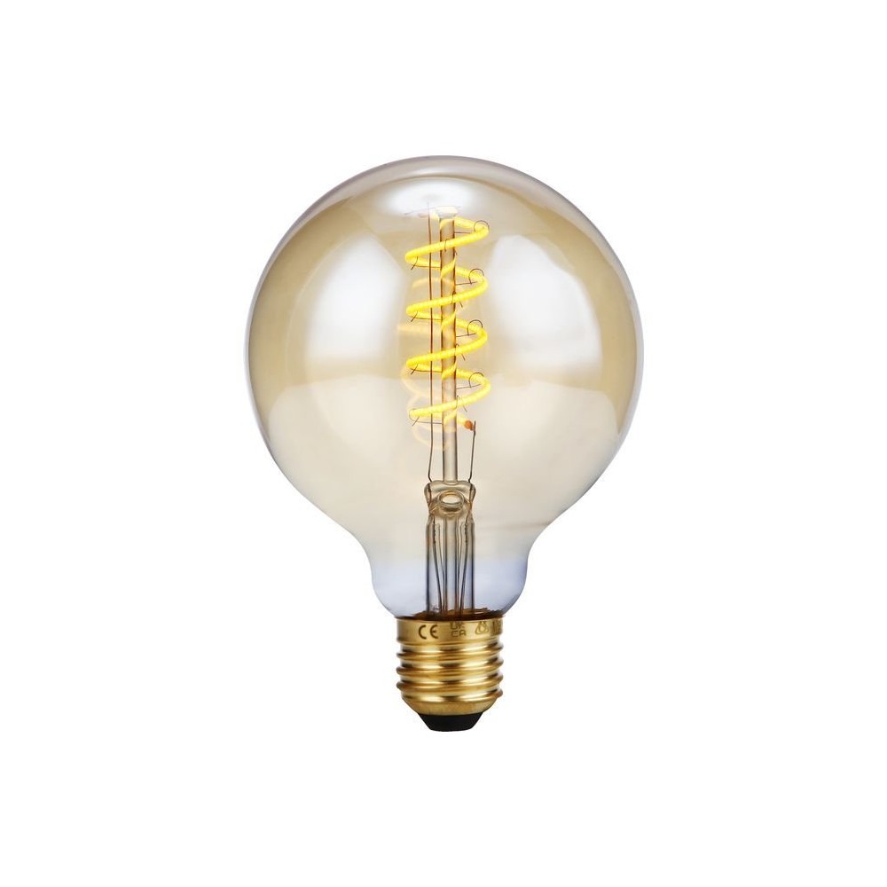E27 4w Dæmpbar Led Filament Pære G95, Flex Globe, 200lm, 2000k, Guld Glas Dæmpbar : Dæmpbar, Kulør : Ekstra Varm fra Spl