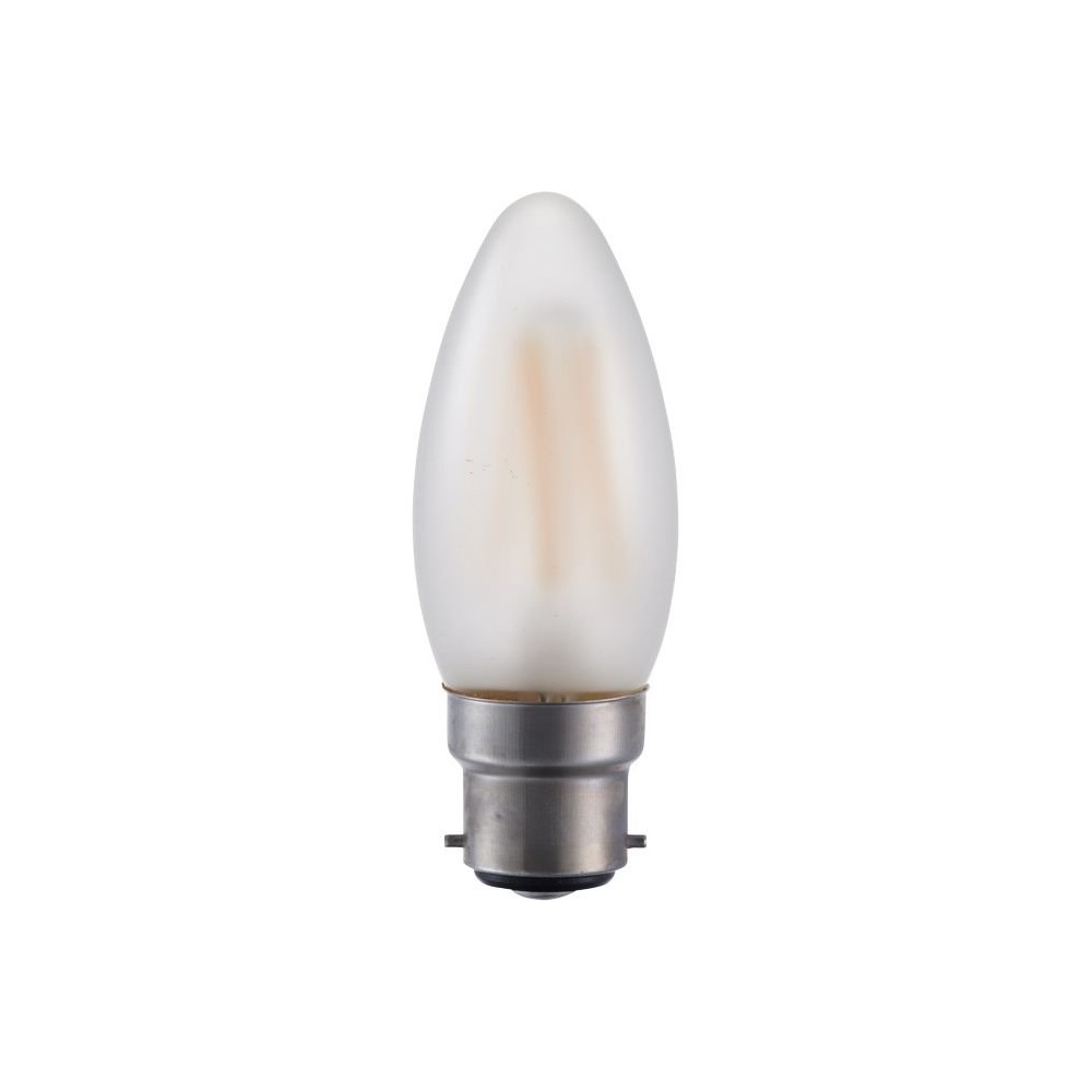 Ba22d 4w Led Kronepære   C35, 380lm, Dæmpbar, Mat Glas, 2500k   Dæmpbar : Dæmpbar, Kulør : Ekstra Varm fra Spl