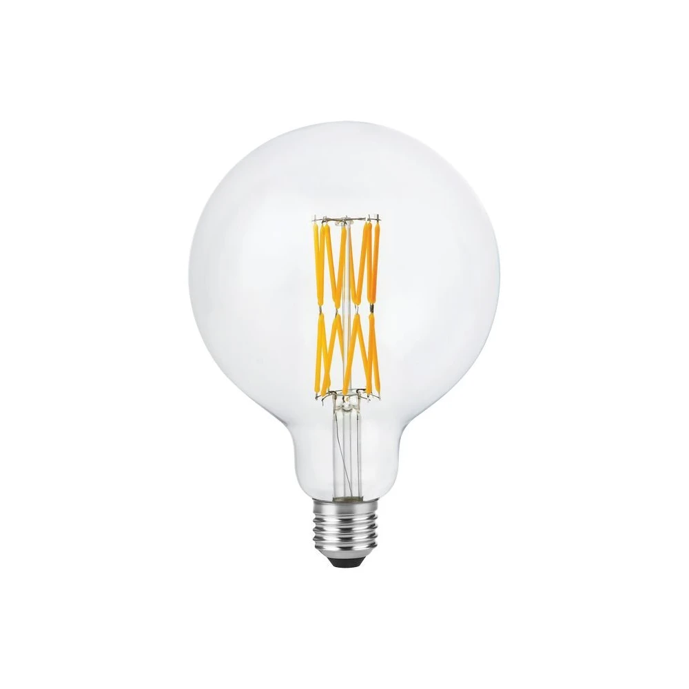 E27 8,5w Dæmpbar Led Filamentpære   G125, 800lm, Double Globe, 2200k, Klart Glas   Dæmpbar : Dæmpbar, Kulør : Ekstra Varm fra Spl