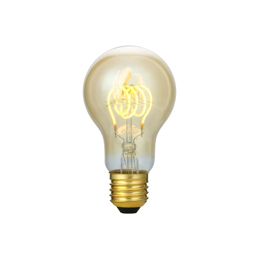 E27 5w 3 Trin Dæmpbar Led Pære   A60, 2200k, Gold, Flex Filament, 460lm   Dæmpbar : Dæmpbar, Kulør : Ekstra Varm fra Spl