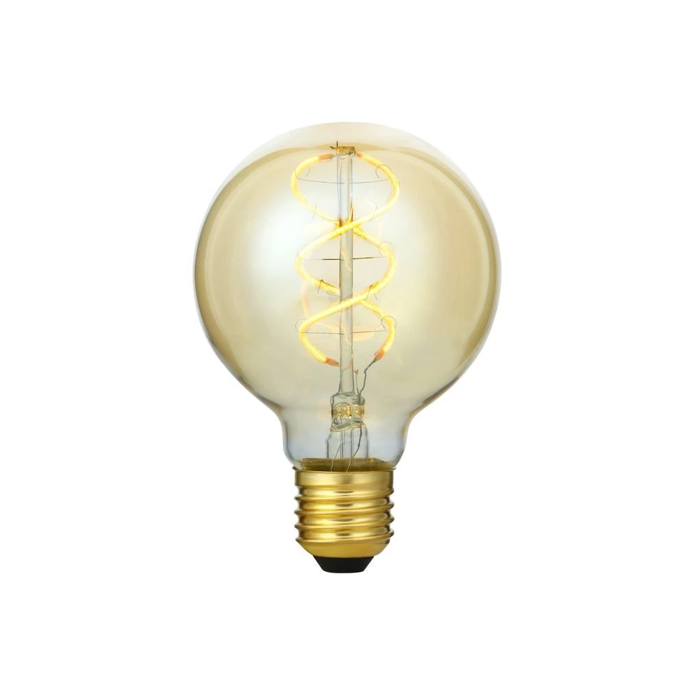 E27 5w 3 Trin Dæmpbar Led Pære   G80, Gold, Flex Filament, 2200k, 460lm   Dæmpbar : Dæmpbar, Kulør : Ekstra Varm fra Spl