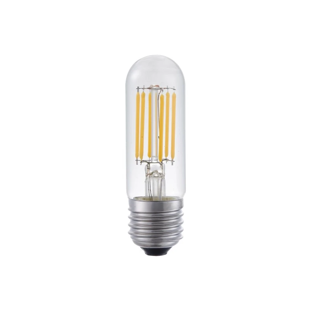 E27 5w Dæmpbar Led Rørpære   9,5cm, Filament, Klar Glas, 2700k   Dæmpbar : Dæmpbar, Kulør : Varm fra Spl