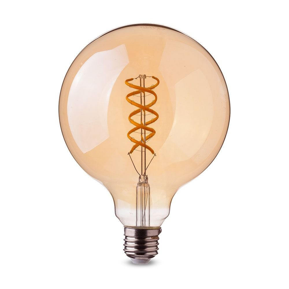 E27 5w Led Globepære Spiral Filament ø95mm, Ekstra Varm Hvid, Kultråd Dæmpbar : Ikke Dæmpbar, Kulør : Ekstra Varm fra V-tac