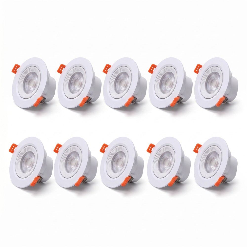 10 Stk. 7w ø8,8cm Led Indbygningsspot Hul: ø6,8 Cm, Mål: ø8,8 Cm, Cct 3 Lyskulører Kulør : 3 I 1 fra V-tac