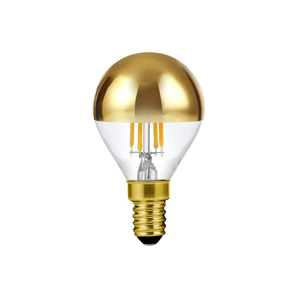 E14 4w Dæmpbar Led Kronepære Med Topforspejling G45, Filament, Guld, 2500k Dæmpbar : Dæmpbar, Kulør : Ekstra Varm fra Spl