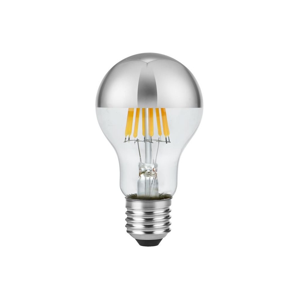 E27 6,5w Dæmpbar Led Kronepære Topforsølvet, A60, Filament, 2500k, Sølv Finish Dæmpbar : Dæmpbar, Kulør : Ekstra Varm fra Spl