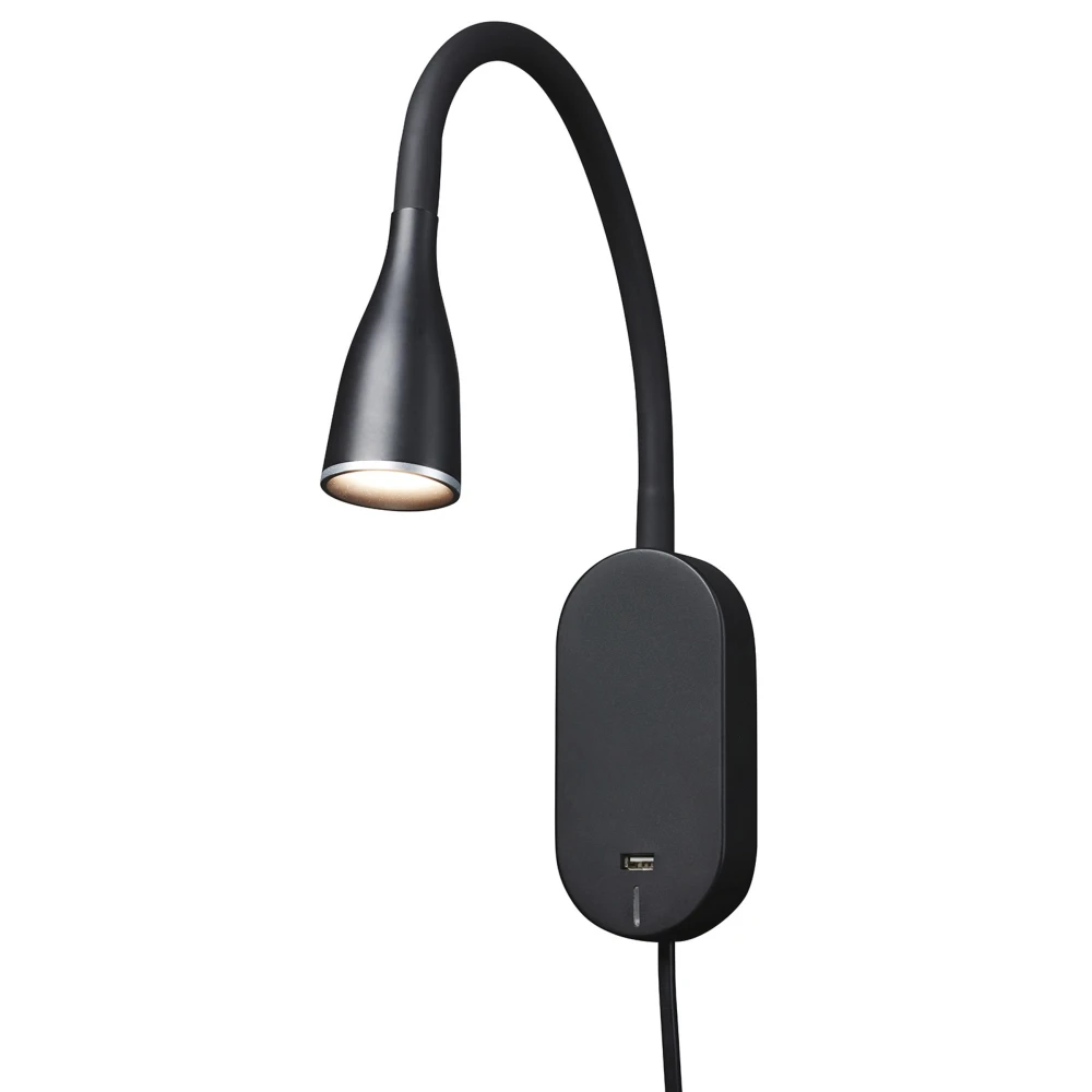 Eye Led Væglampe Med Usb Og Touch Dæmp, 5w, Sort fra Nielsen Light