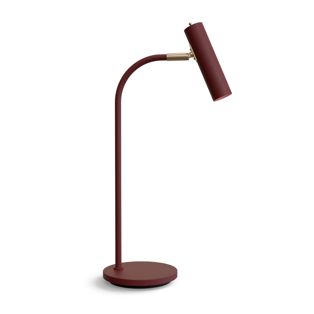 Slender Bordlampe Mørkerød Messing     fra Belid