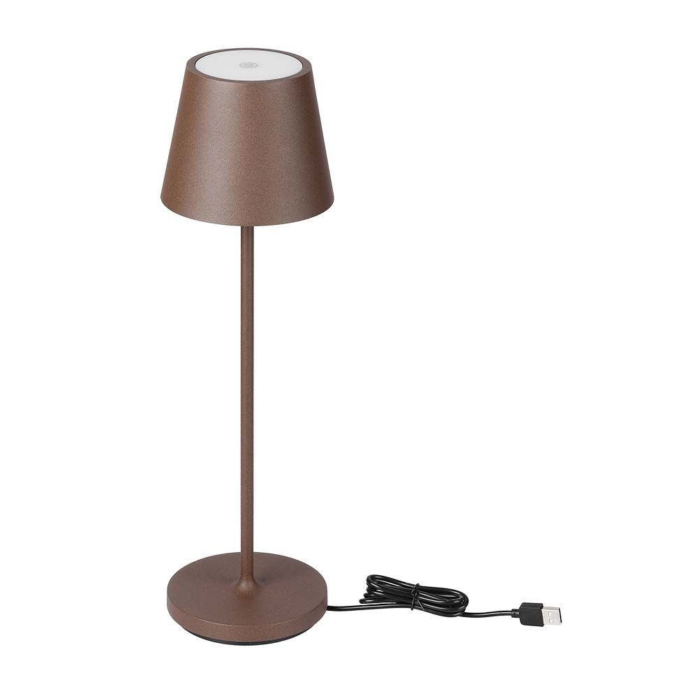 V Tac Opladelig Bordlampe, Trådløs   Corten, Ip54 Udendørs Bordlampe, Touch Dæmpbar, Model Mini fra V-tac