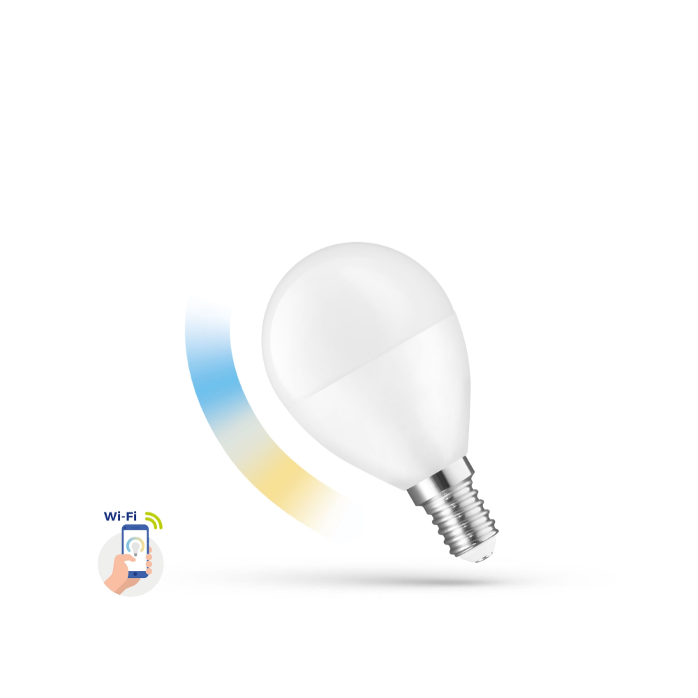 E14 5w Smart Home Led Pære P45, Tuya Smart Life, Virker Med Google Home, Alexa Og Smartphones, Cct Dæmpbar : Dæmpbar, Kulør : Cct (varm Til Kold Hvid) fra Spectrum