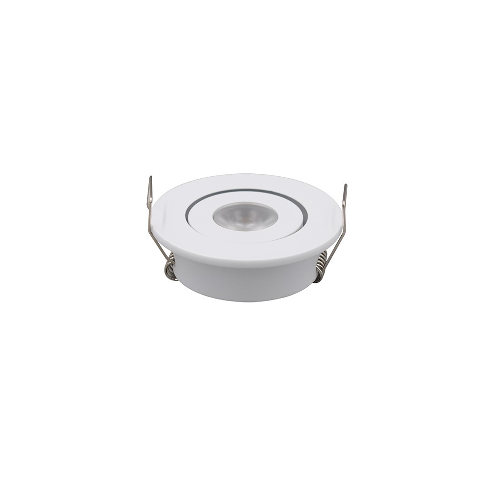 1w ø5,2cm Indbygningsspot Dæmpbar   12v 24v, Hul: ø4,2 Cm, Mål: ø5,2 Cm, 2,2 Cm Høj, Hvid   Dæmpbar : Dæmpbar, Kulør : Varm fra Ledlife