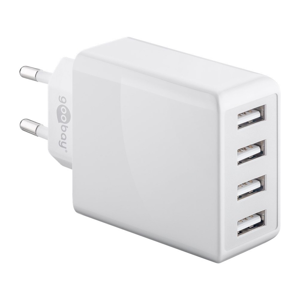 30w Usb Oplader, 4 Porte    Usb A, Hvid fra Goobay