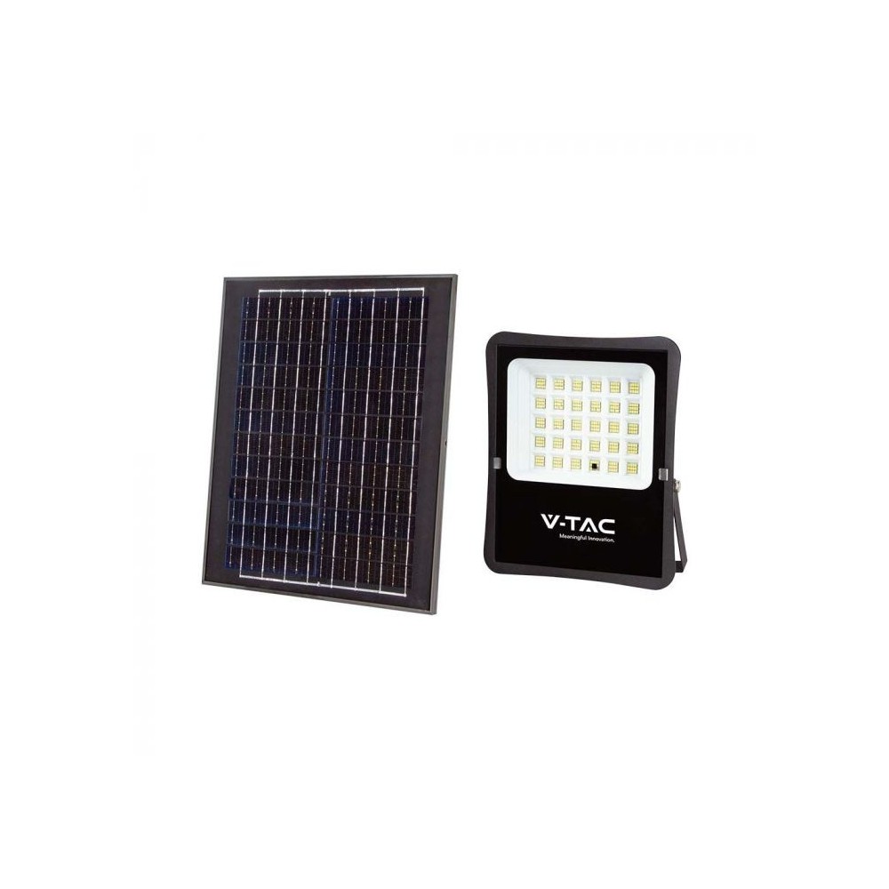 20w Solcelle Projektør Led   Ip65, Sort, Inkl. Solcelle, Fjernbetjening   Kulør : Neutral fra V-tac