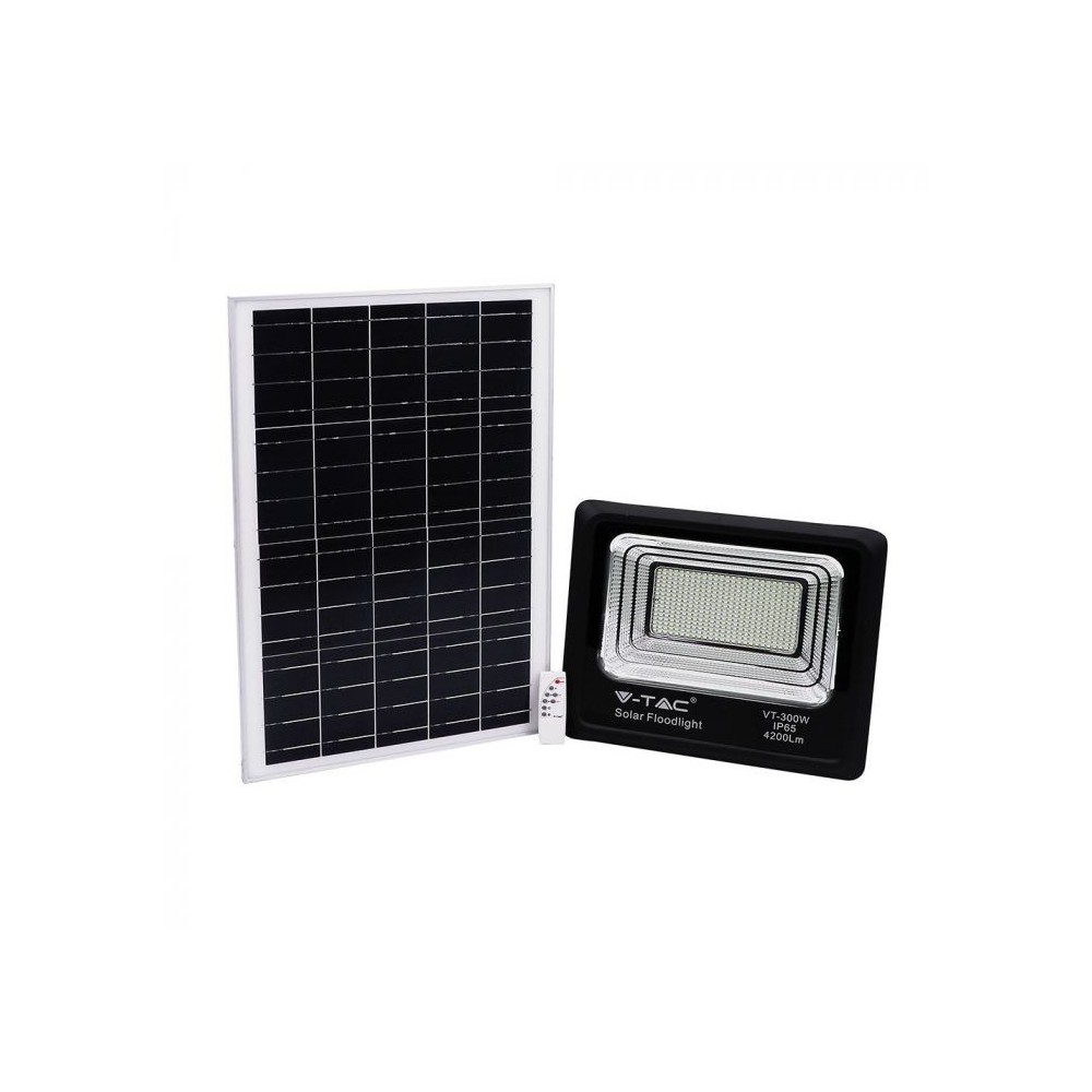 50w Solcelle Projektør Led Ip65, Sort, Arbejdslampe, Inkl. Solcelle, Fjernbetjening Dæmpbar : Ikke Dæmpbar, Kulør : Neutral fra V-tac