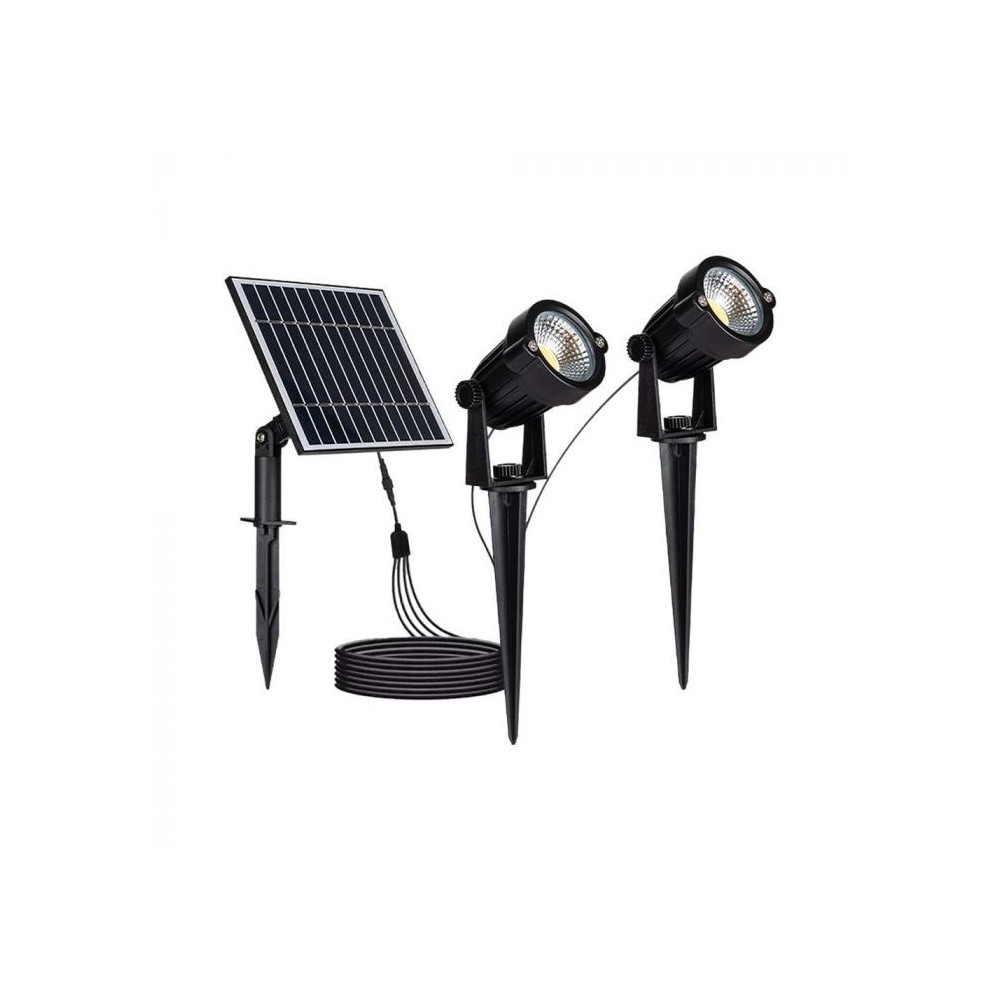 V Tac 2x1.2w Solcelle Havelamper Led Sort, Med Spyd, Ip65 Kulør : Varm fra V-tac
