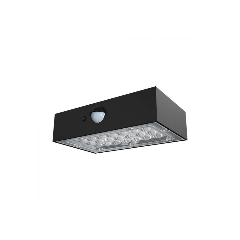 3w Solcelle Væglampe Led   Ip65, Sort, Sensor   Kulør : 2 I 1 fra V-tac