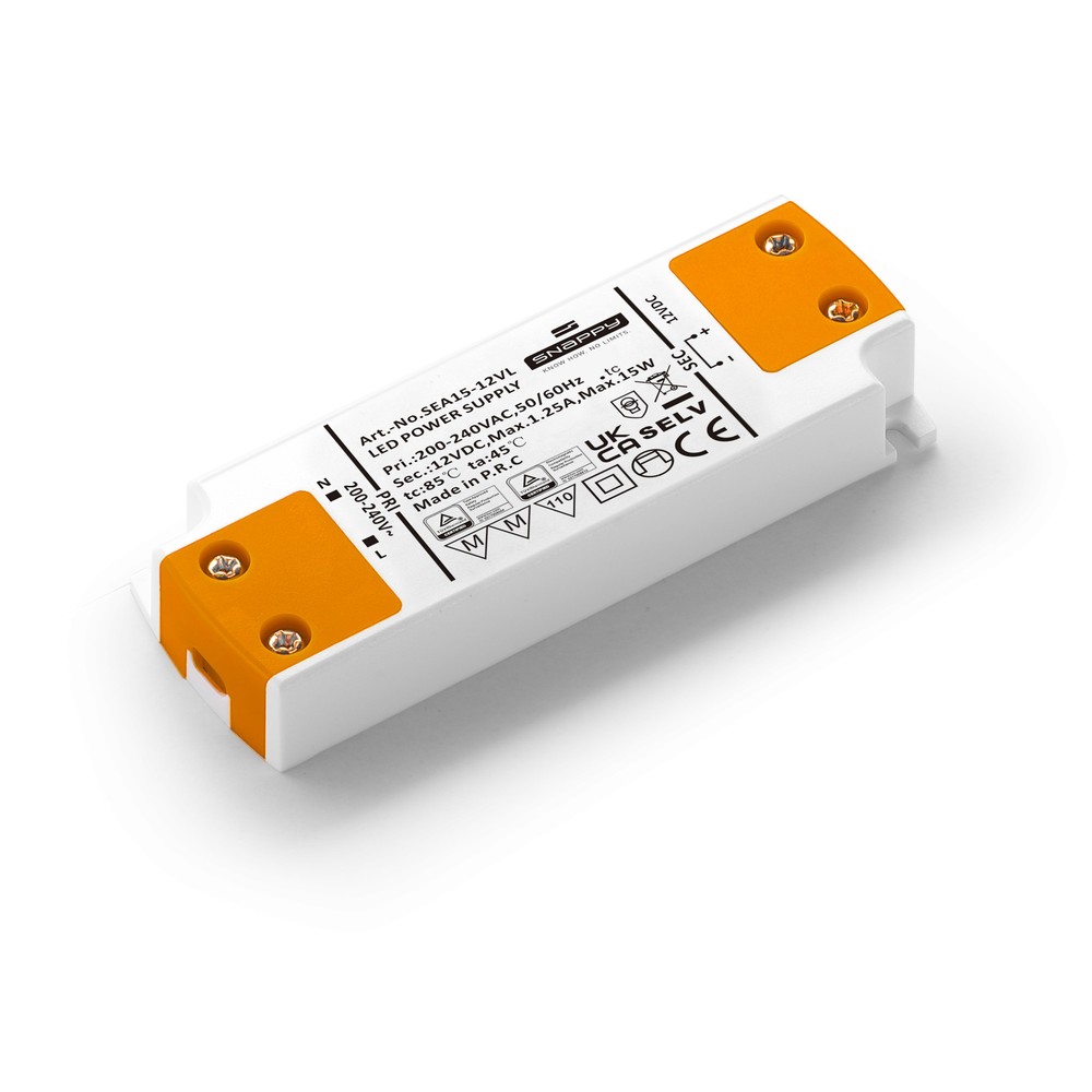 15w 12v Dc Strømforsyning 1.25a, Ip20 Indendørs fra Snappy