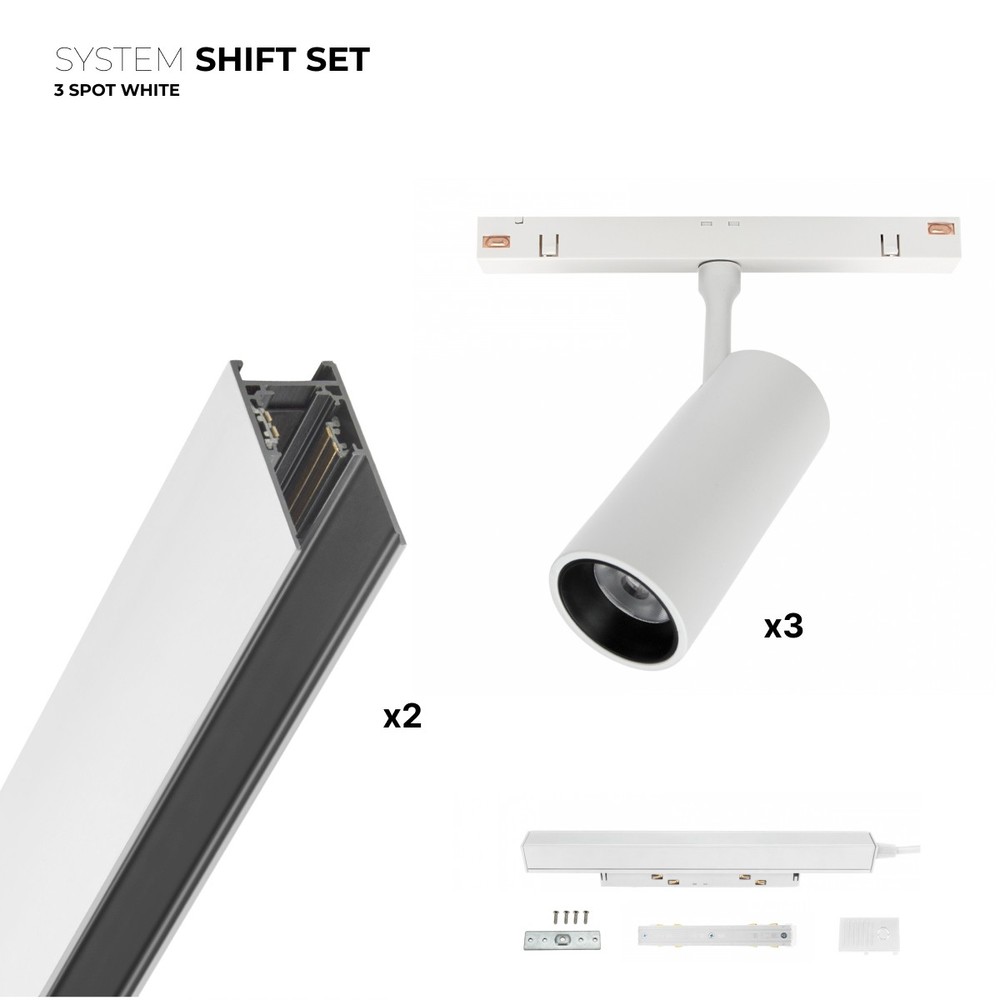 3x Shift Spot Sæt   2 Meter Komplet + Spots, Hvid fra Spectrum
